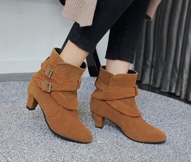 Women’s Winter/Autumn Leather Ankle Boots – Warm Casual High Heel Pumps