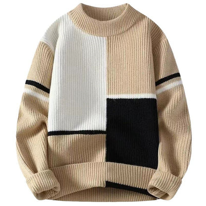 Men’s Color-Block Loose Fit Warm Sweater