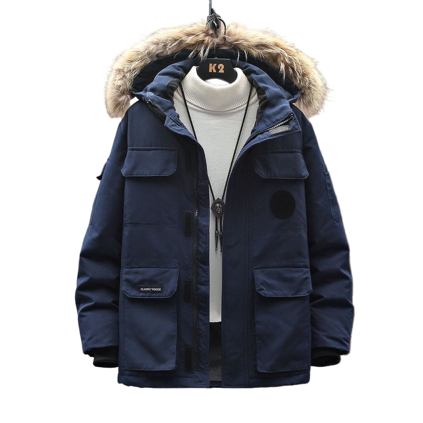 Men’s Tooling Parka – Tide Brand Couple Down Jacket with Oversized Utility Style