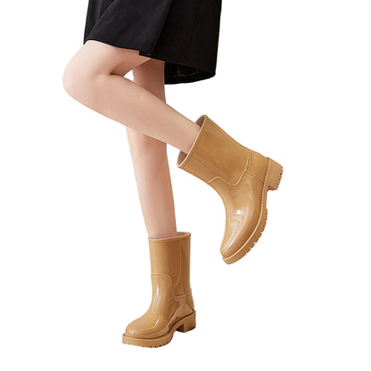 Women’s Mid-High Tube Waterproof Fashion Boots – Stylish All-Weather Shoes