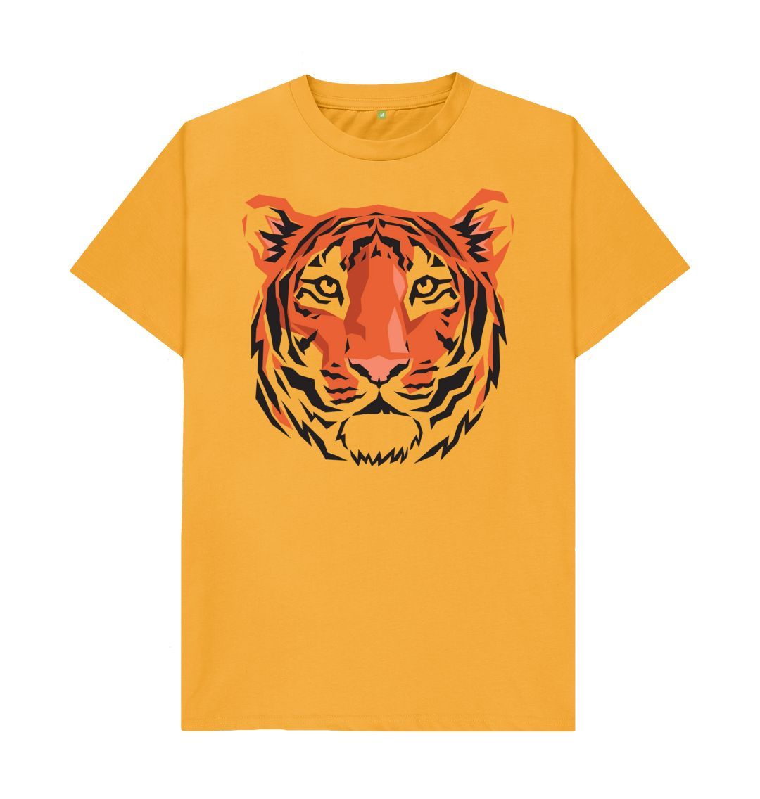 Mustard Unisex Tiger Head Print T-Shirts