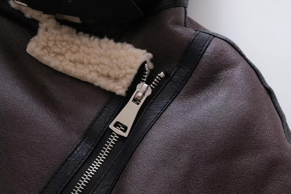 Women’s Suede Fur-Integrated Motorcycle Jacket