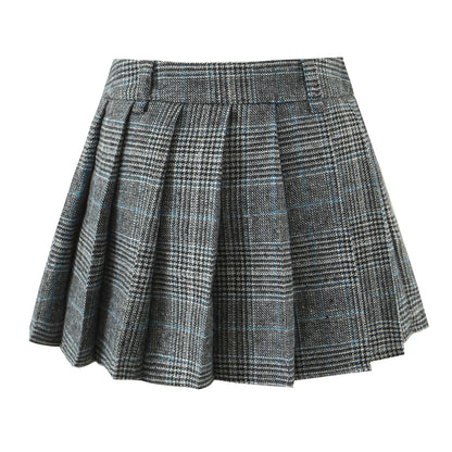 Women’s Casual Plaid Pleated Skirt – Lined High-Waist Mini Skirt for Everyday Style