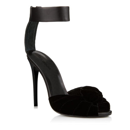 Women’s Red & Black Velvet Knotted Platform High Heel Sandals