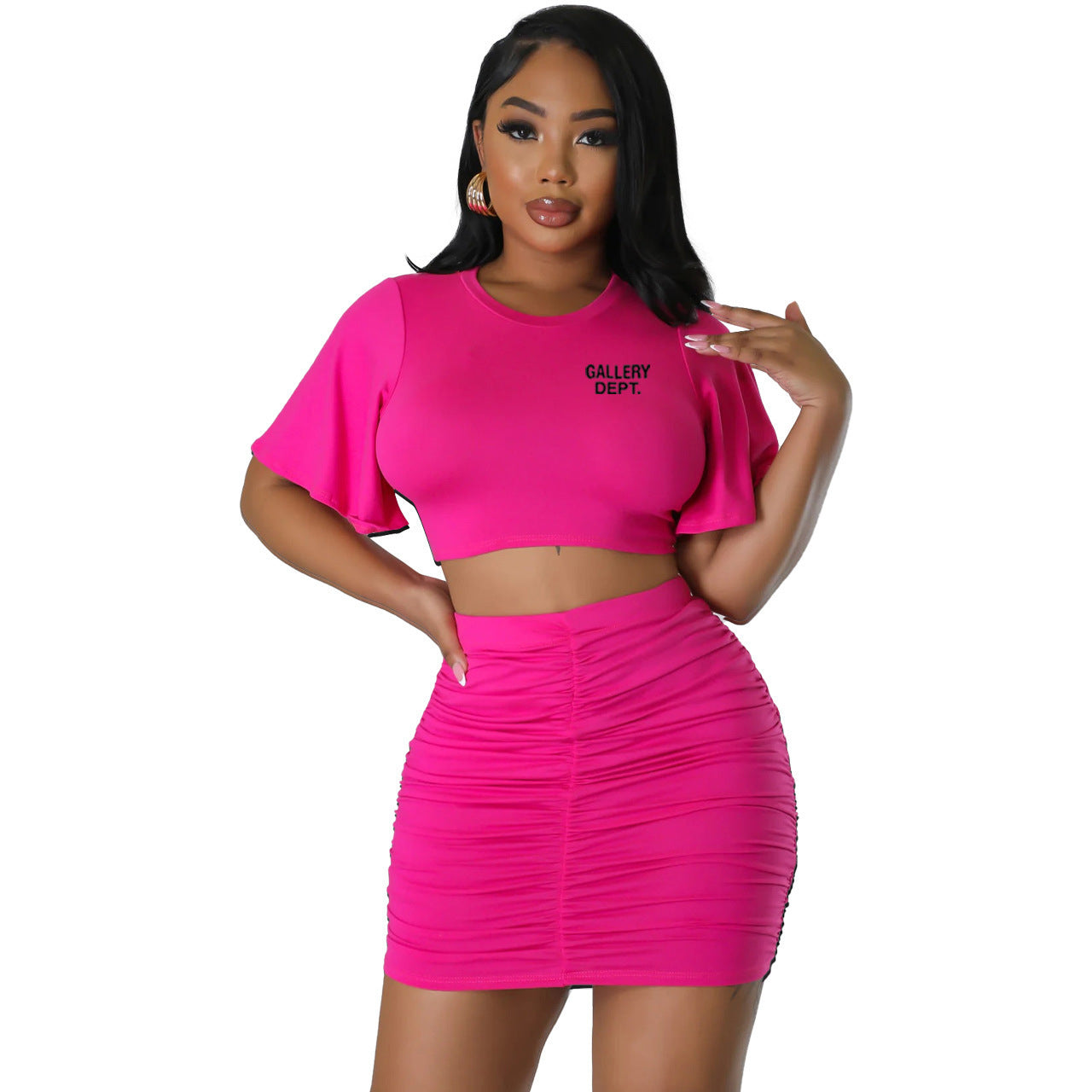 Chic Two-Piece Crop Top & Fitted Skirt Set
