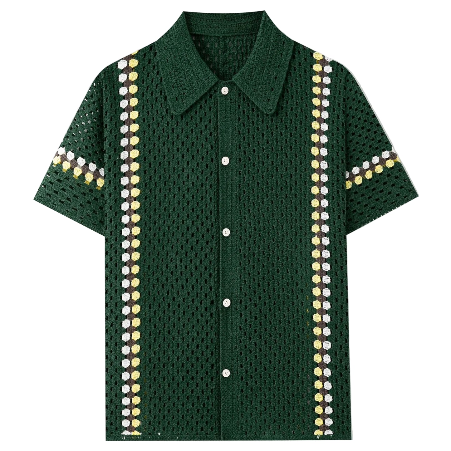 Men’s Crochet Cardigan Polo Shirt