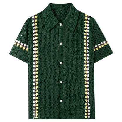 Men’s Crochet Cardigan Polo Shirt