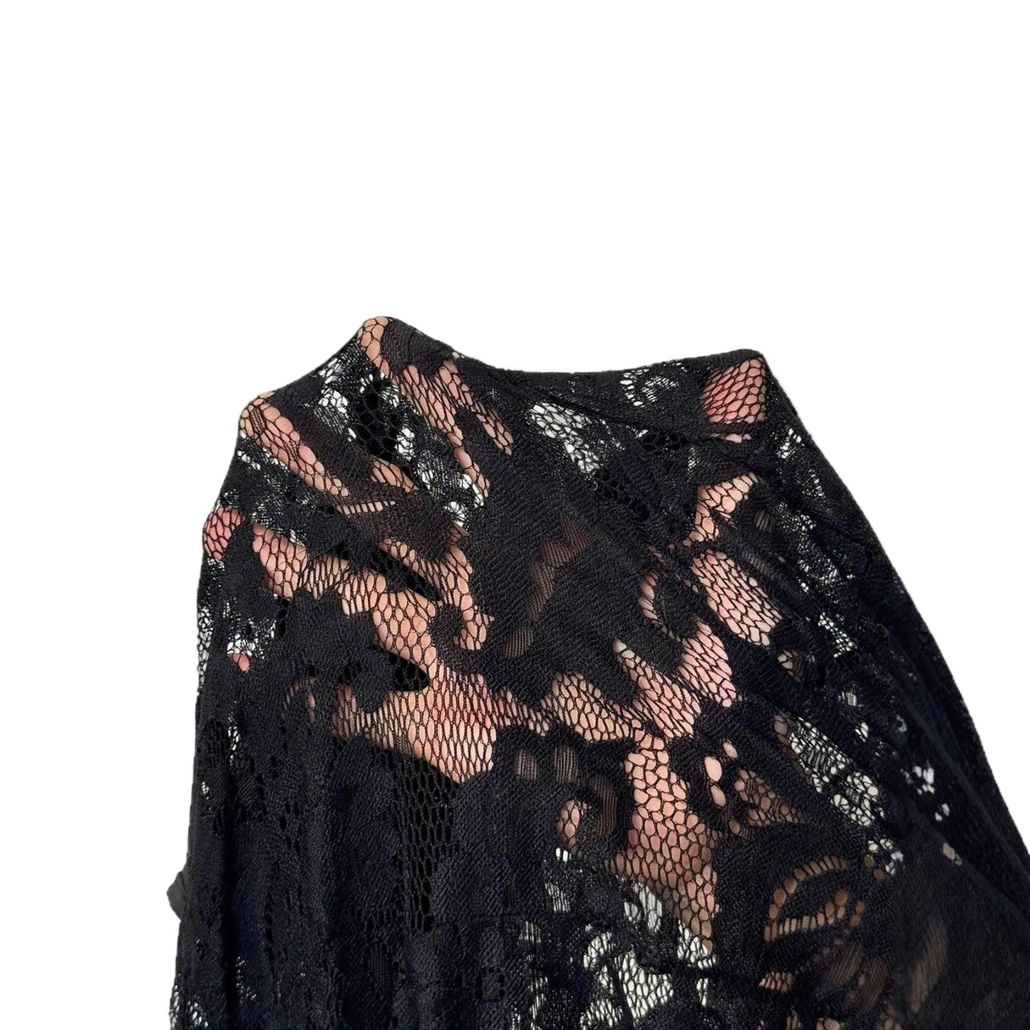 Elegant Lace Mesh Fitted Dress with Tie-Back Neckline