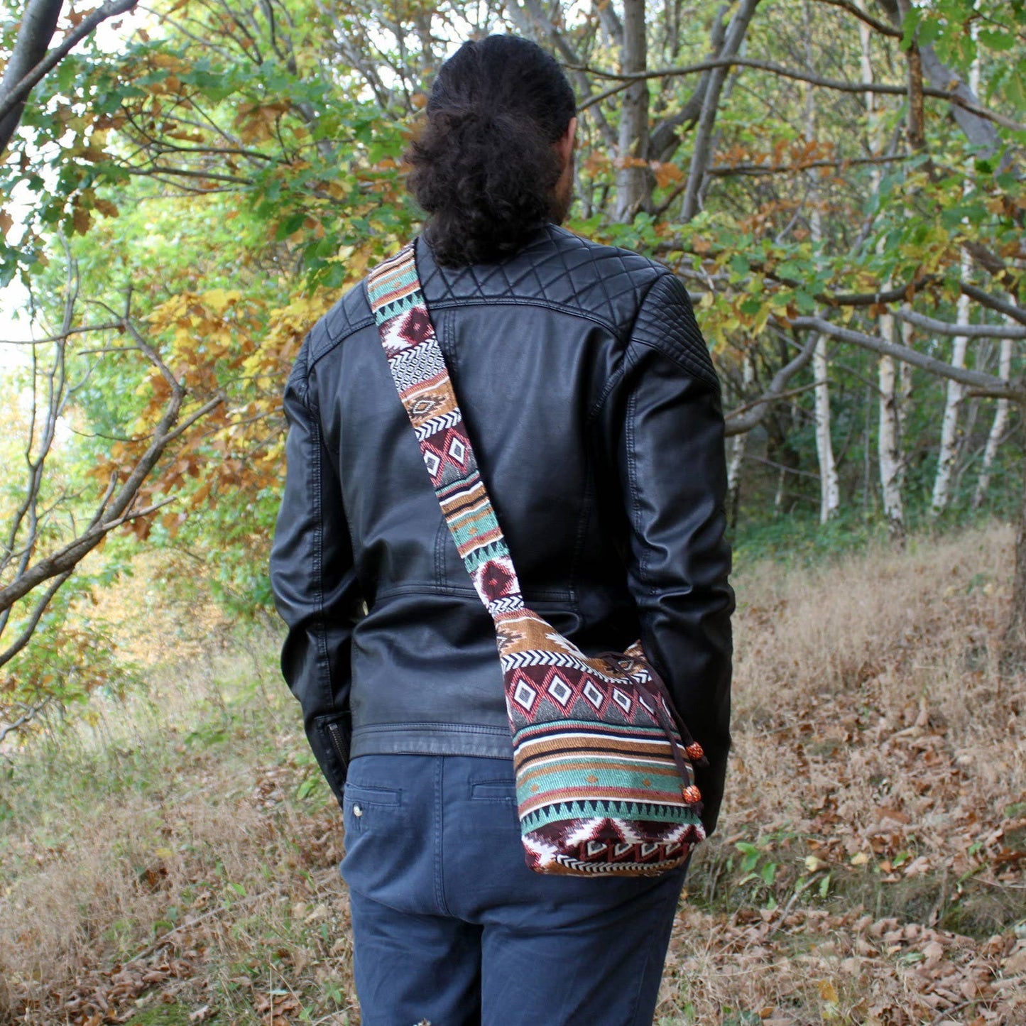 JNS-05 - Jacquard Bag - Chocolate Sling Bag