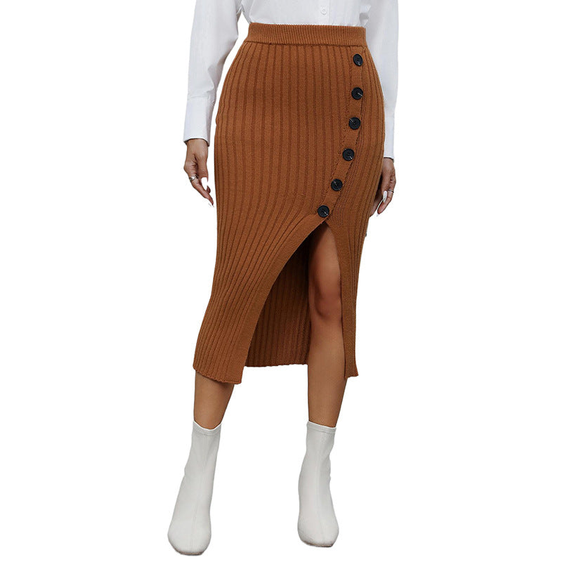 Chic Knit Hip-Hugging Skirt with Side Slit