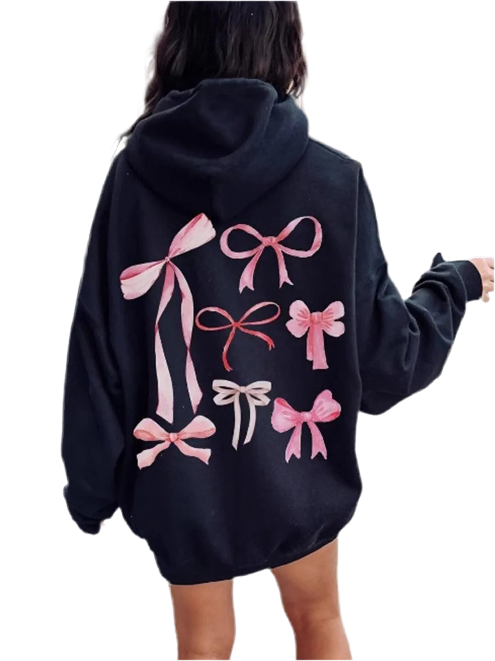 Bow Print Long Sleeve Hoodie