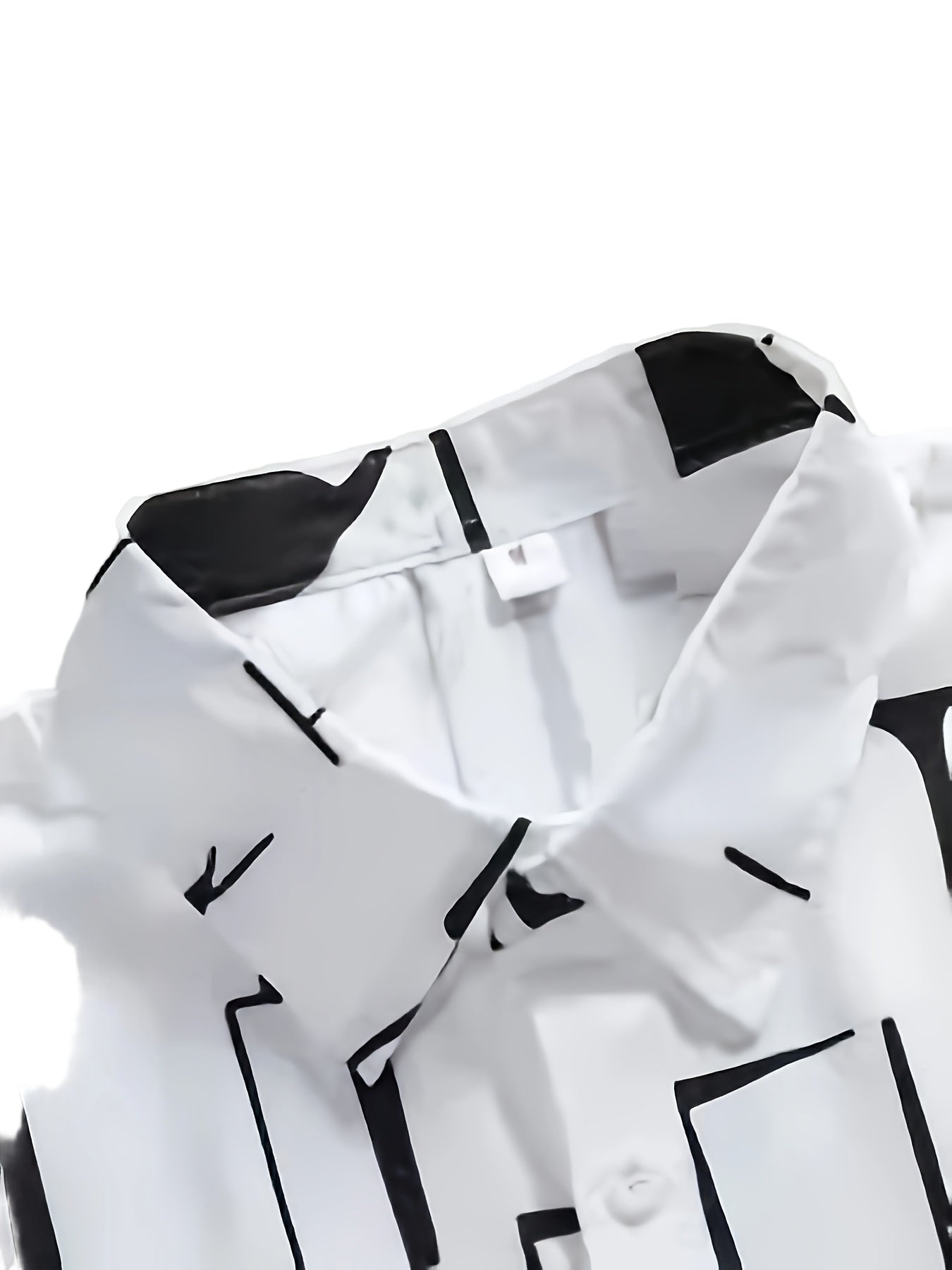 New Men's Casual Abstract Geometric Print, Button-Up Collar, Machine Washable Summer Shirt