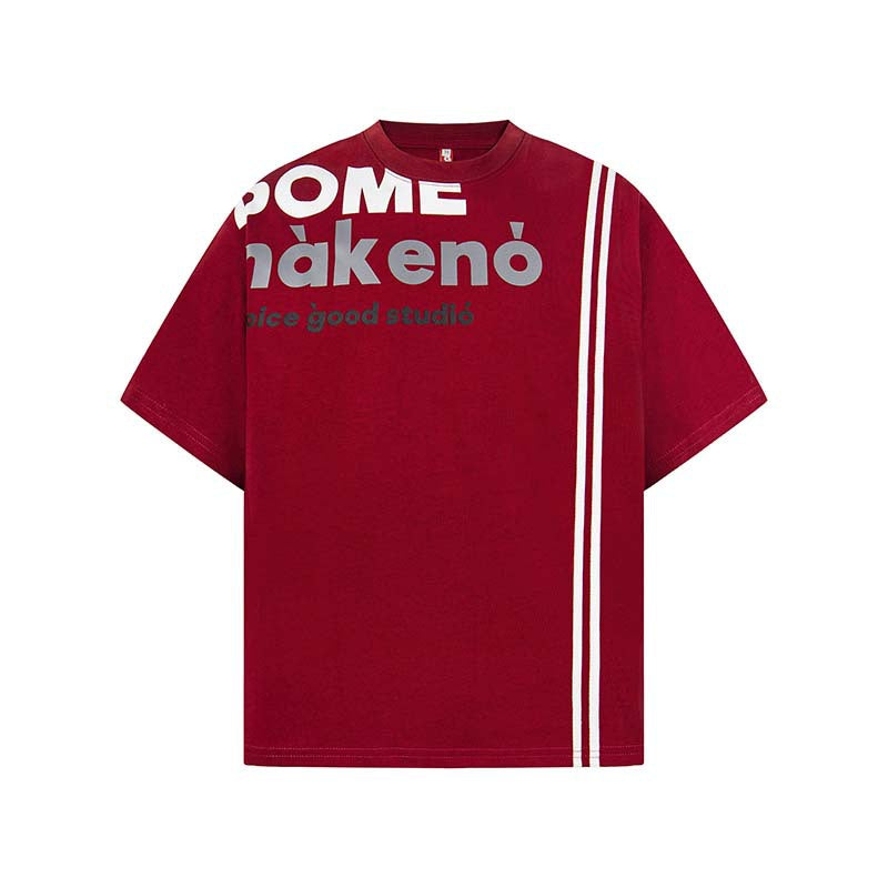 Letter printed vertical design short sleeved shirt
