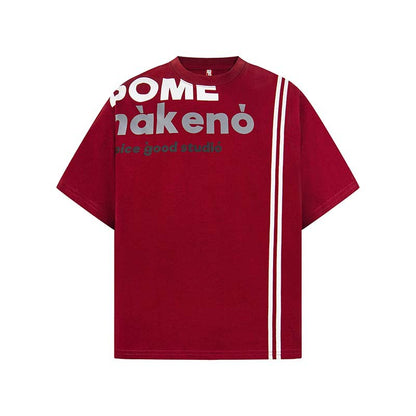 Letter printed vertical design short sleeved shirt
