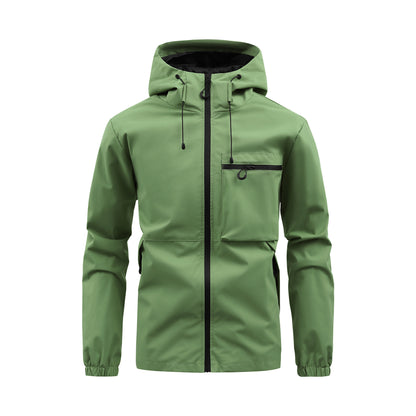 Men’s Fashion Casual Hooded Outdoor Coat – Solid Colour Multi-Pocket Workwear Jacket