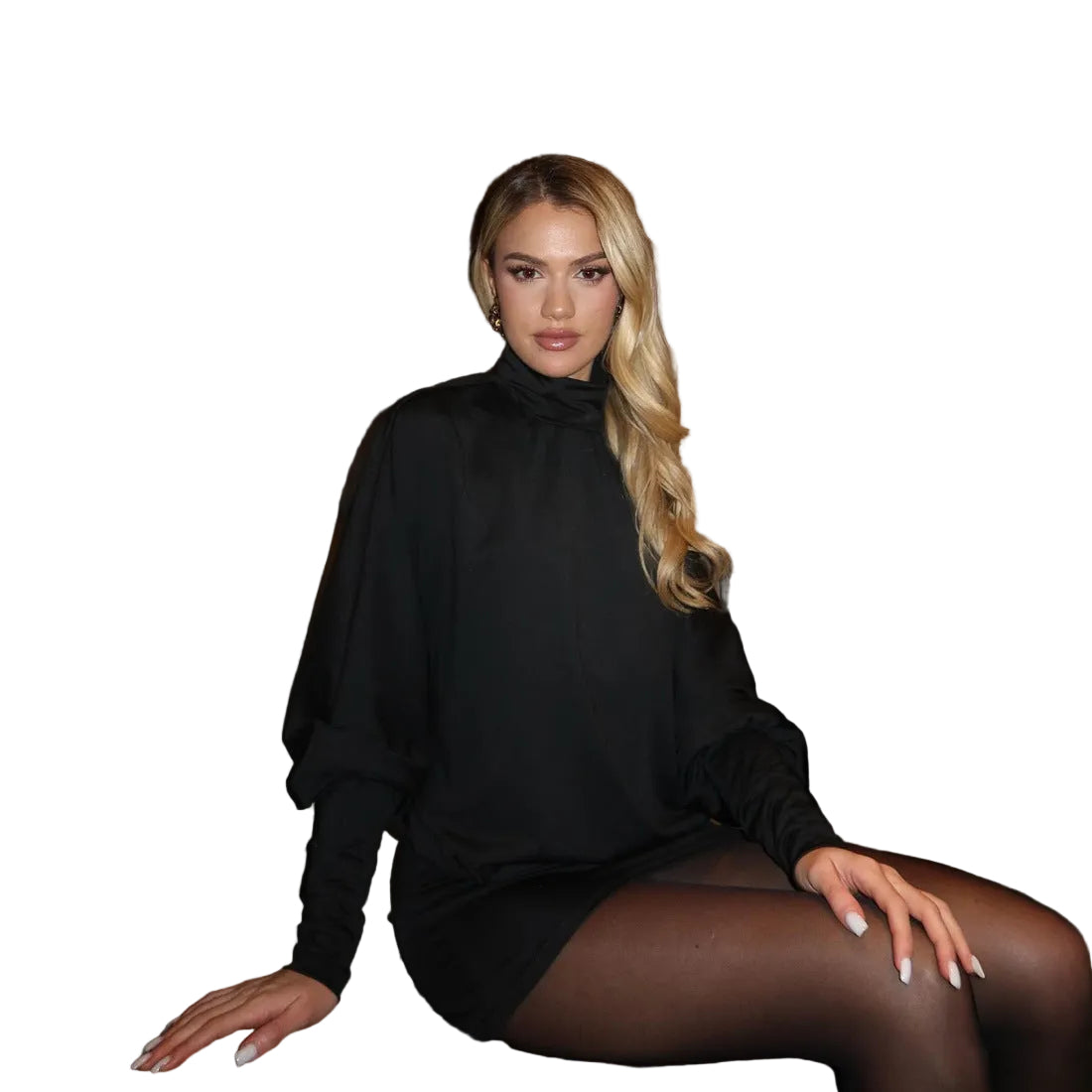 Sexy Solid Color Backless Long Sleeve Loose-Fit Dress