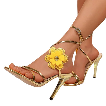 Women’s Floral Stiletto Ankle Heel Sandals