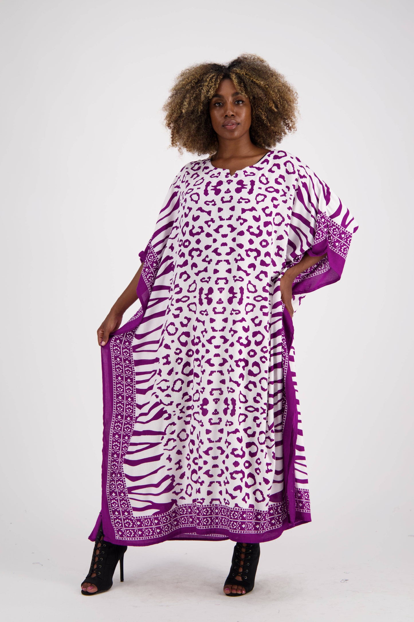 Zebra Print Kaftan KAF-1042: Assorted / One Size Fits Most