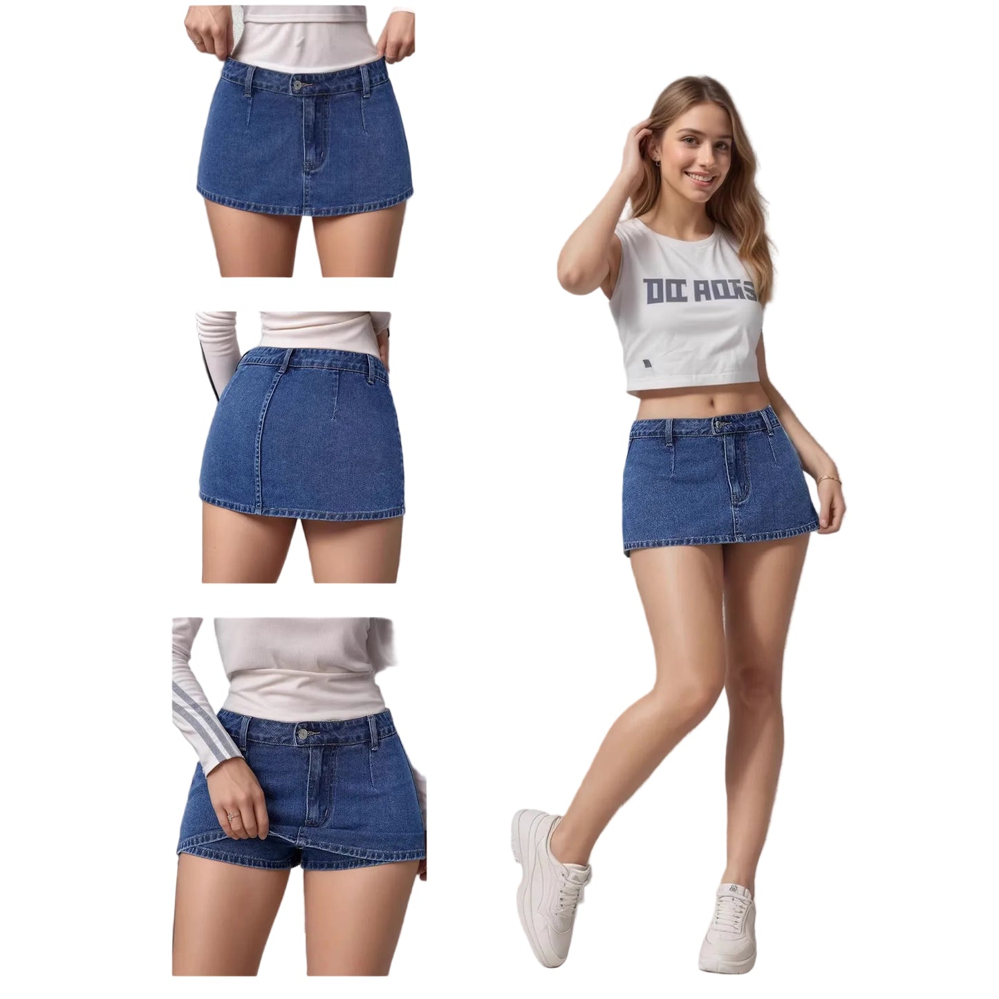 Womens Distressed Vintage Denim Skirt