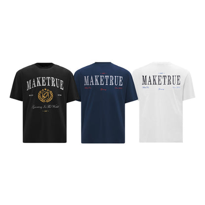 Letter Printed Pure Cotton Short Sleeved T-Shirt