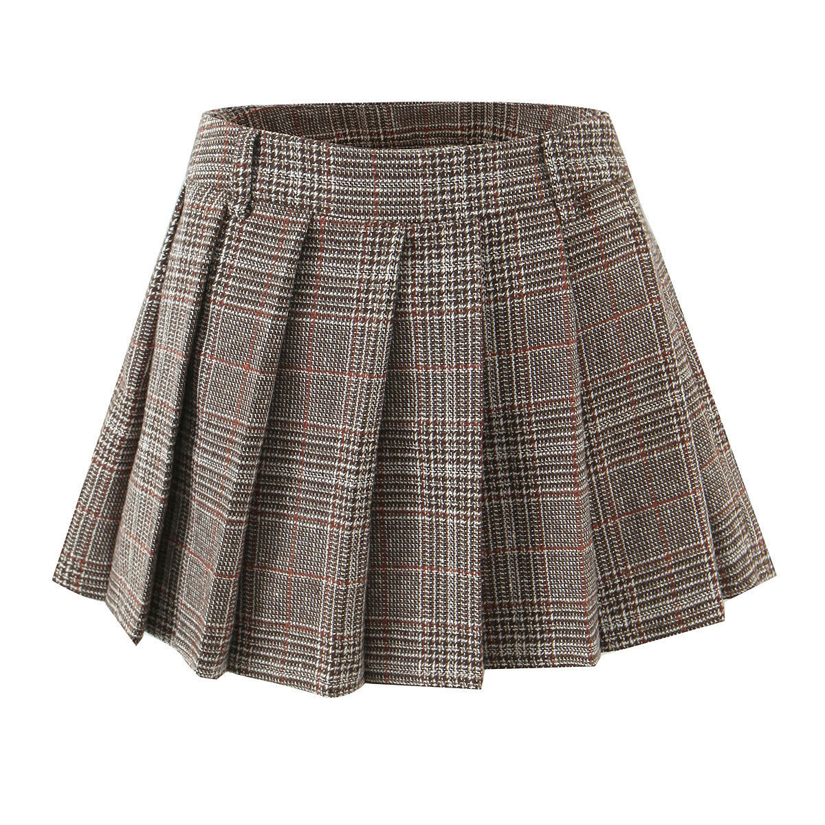 Women’s Casual Plaid Pleated Skirt – Lined High-Waist Mini Skirt for Everyday Style