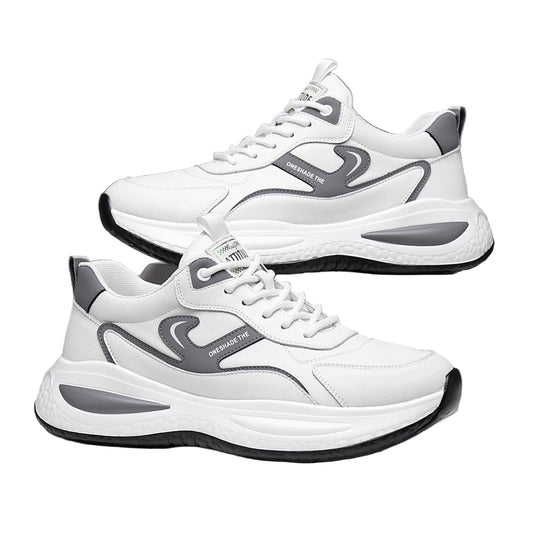 Men’s Leather Outdoor Shoes – Casual White Hiking & Mountaineering Sneakers