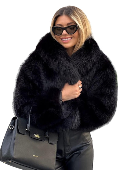 Women’s Winter Plush Coat – Warm Thicken Fluffy Lapel Jacket