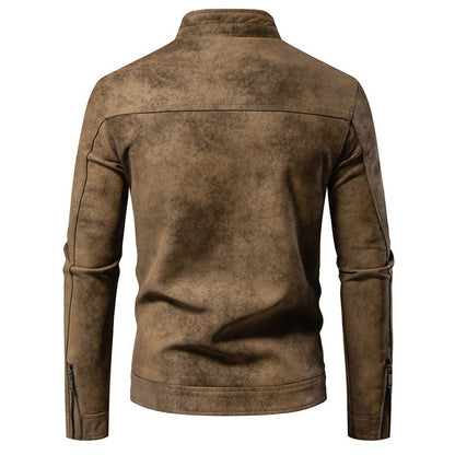 Men’s American-Style Retro Tie-Dyed Leather Jacket