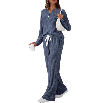Women’s Two-Piece Lounge Set – Casual Outdoor Pajamas with Top & Pants