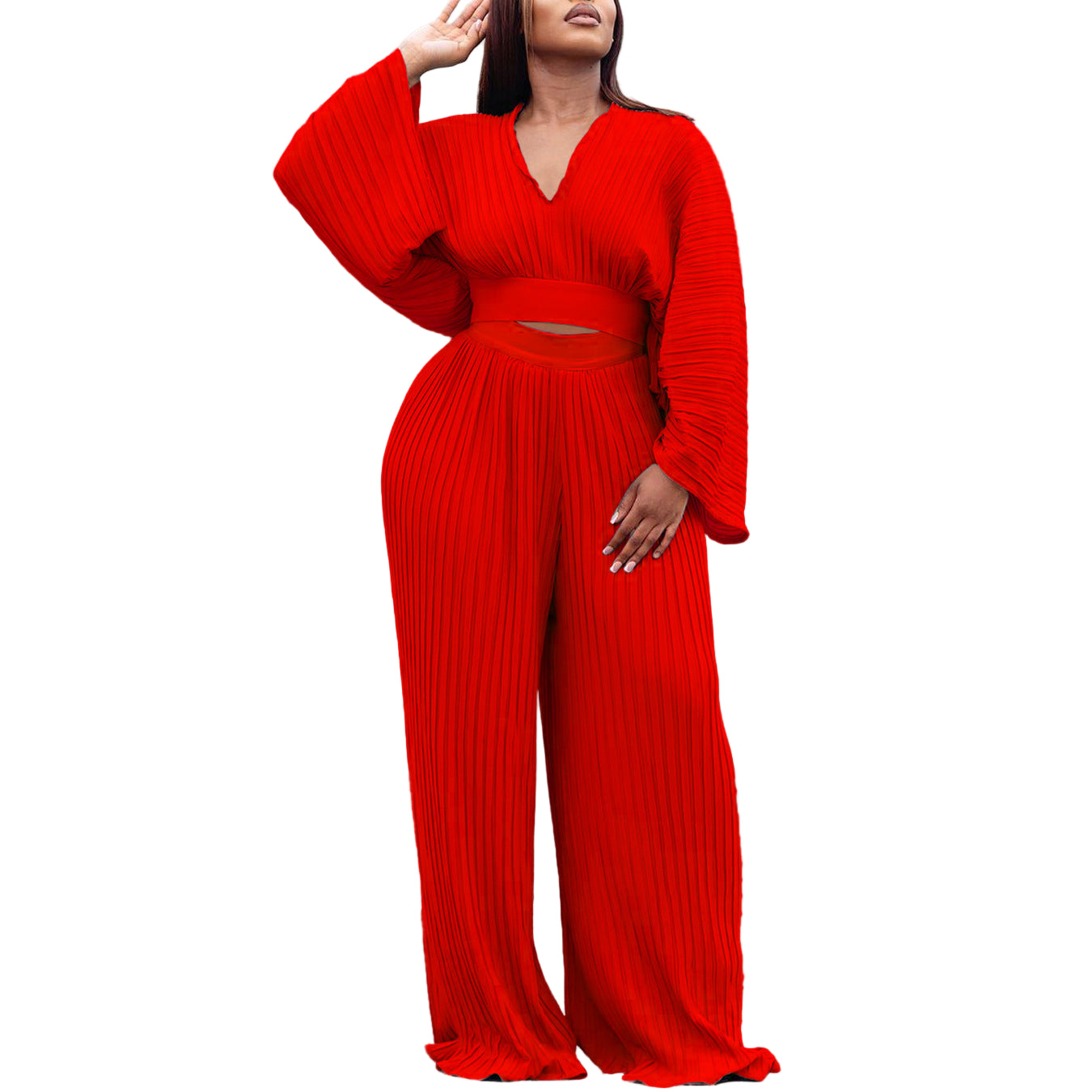 Women’s Wide-Leg Trousers Two-Piece Set – African Print Suit