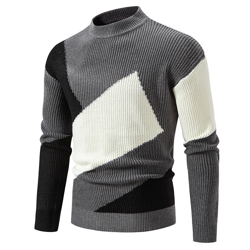 Men’s Round Neck Multicolor Pullover Sweater