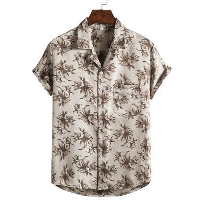 Men’s Short Sleeve Printed Beach Shirt – Casual Summer Hawaiian Tee