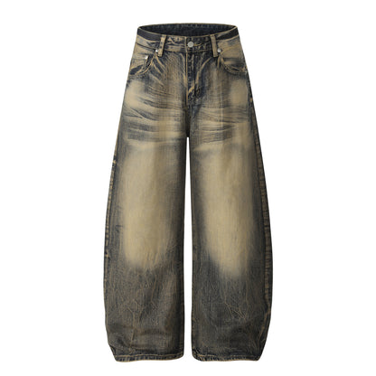 Trendy Loose Casual Denim Pants with Knife-Edge Design