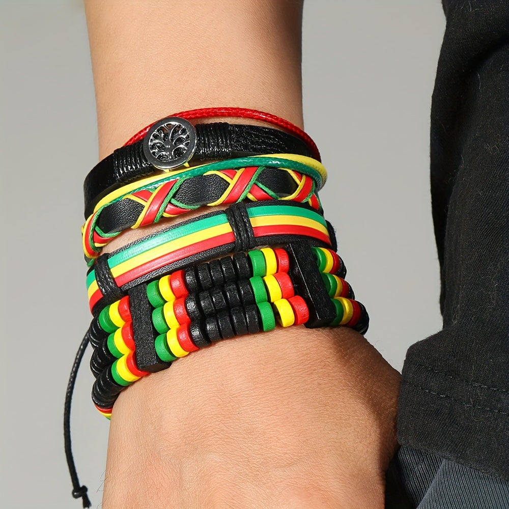 Jamaican Flag-Inspired Beaded Bracelets Set