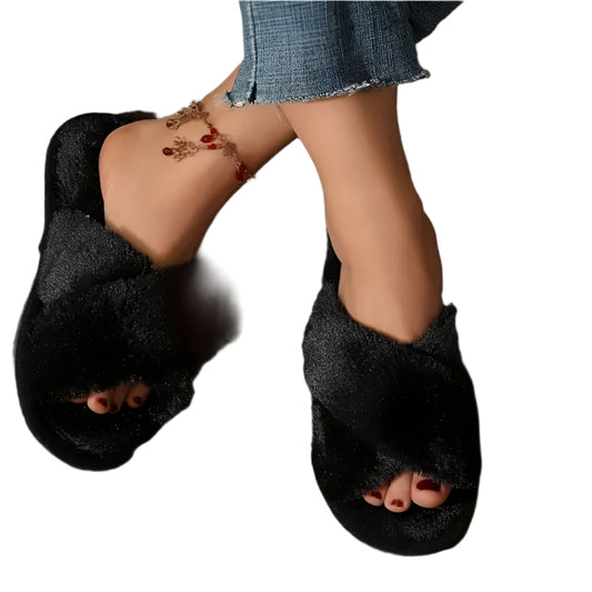 2025 New Fuzzy Cross Lightweight and Warm Slipper