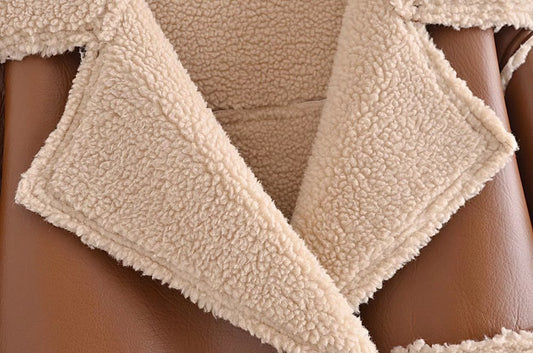 Winter Warm Reversible Jacket with Pockets & Lapel – Long-Sleeved Coat