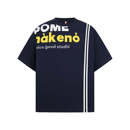 Letter printed vertical design short sleeved shirt
