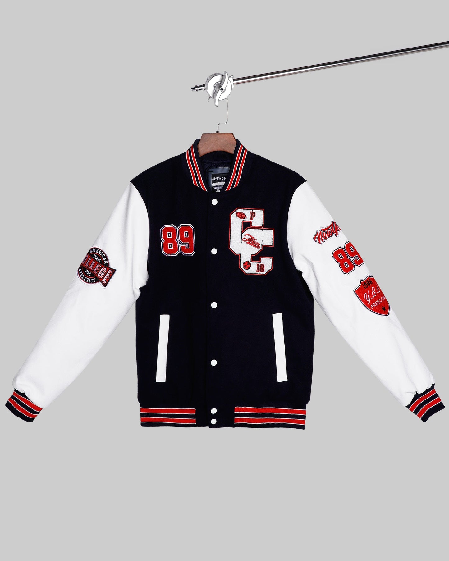 Baseball Bomber Jacket with Contrast Sleeves