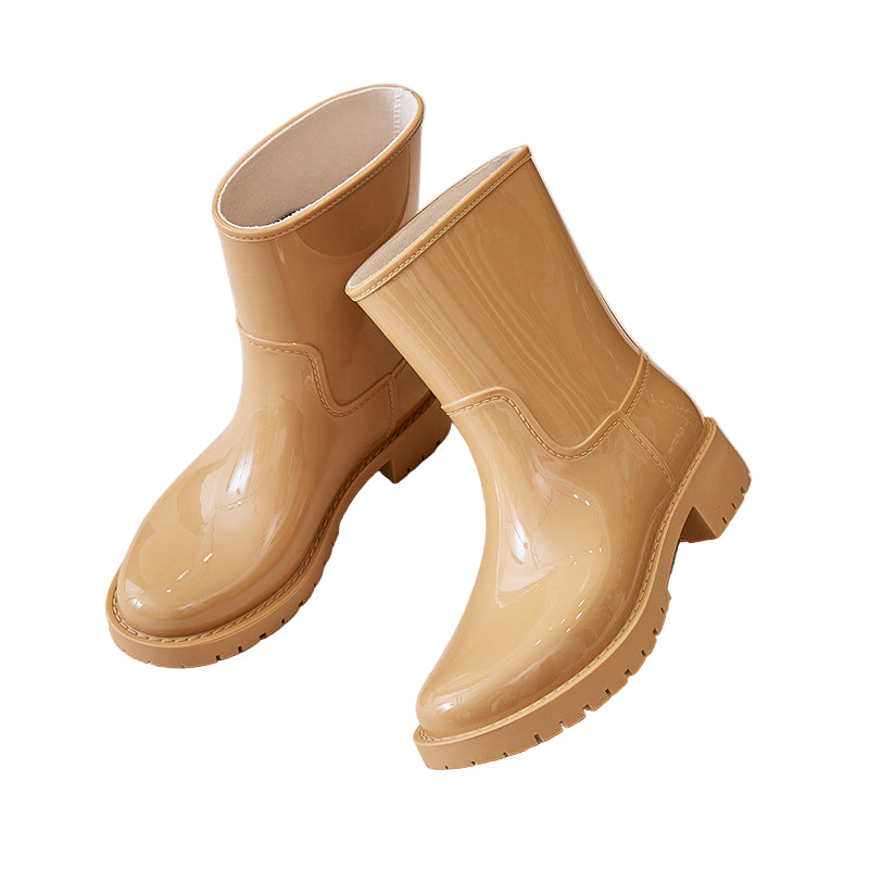 Women’s Mid-High Tube Waterproof Fashion Boots – Stylish All-Weather Shoes