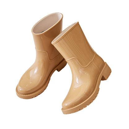 Women’s Mid-High Tube Waterproof Fashion Boots – Stylish All-Weather Shoes