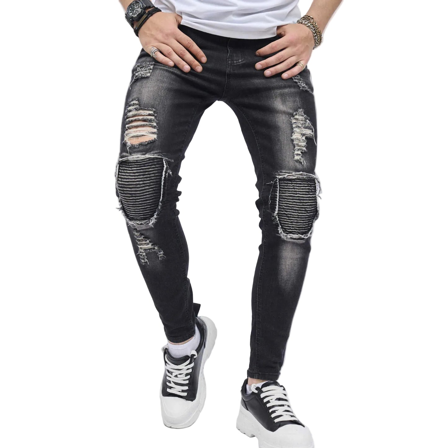 Men's Ripped Slim Stretch Jeans