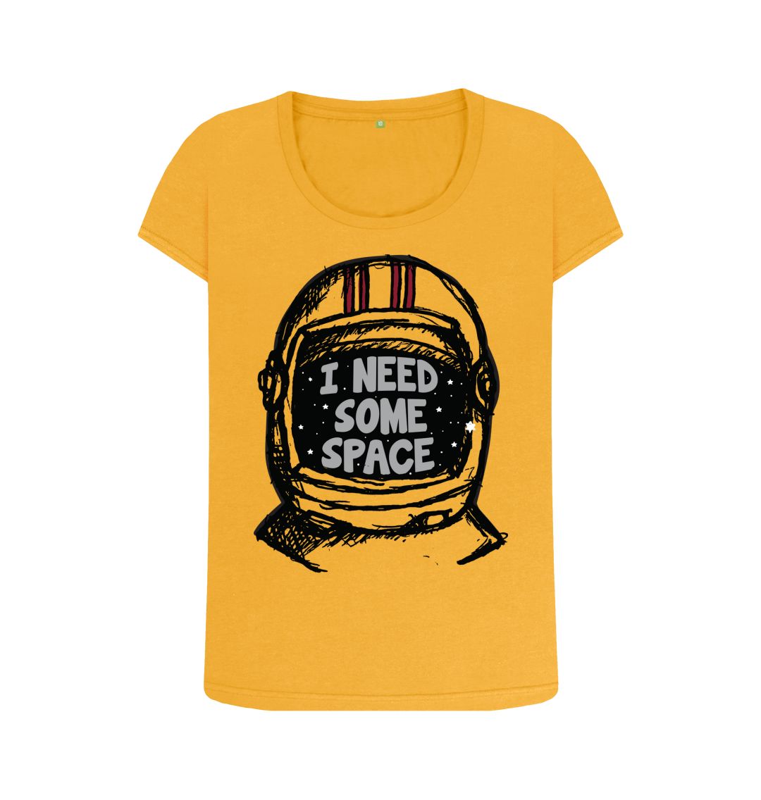 Mustard I Need Some Space Print Women T-Shirts