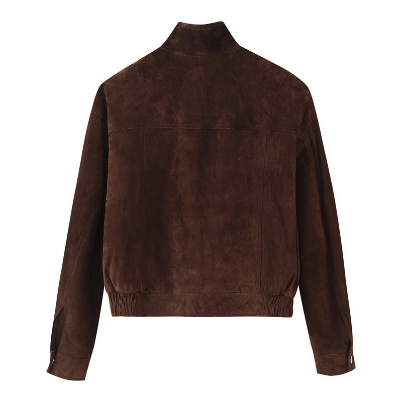 Women’s Suede Jacket with Stylish Pocket Detailing – Chic & Versatile Outerwear
