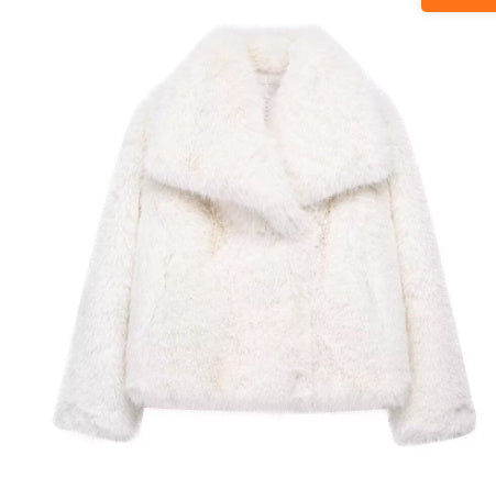 Women’s Winter Plush Coat – Warm Thicken Fluffy Lapel Jacket