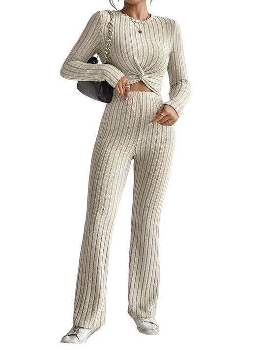 Short Top And Slim Fit Pants Set