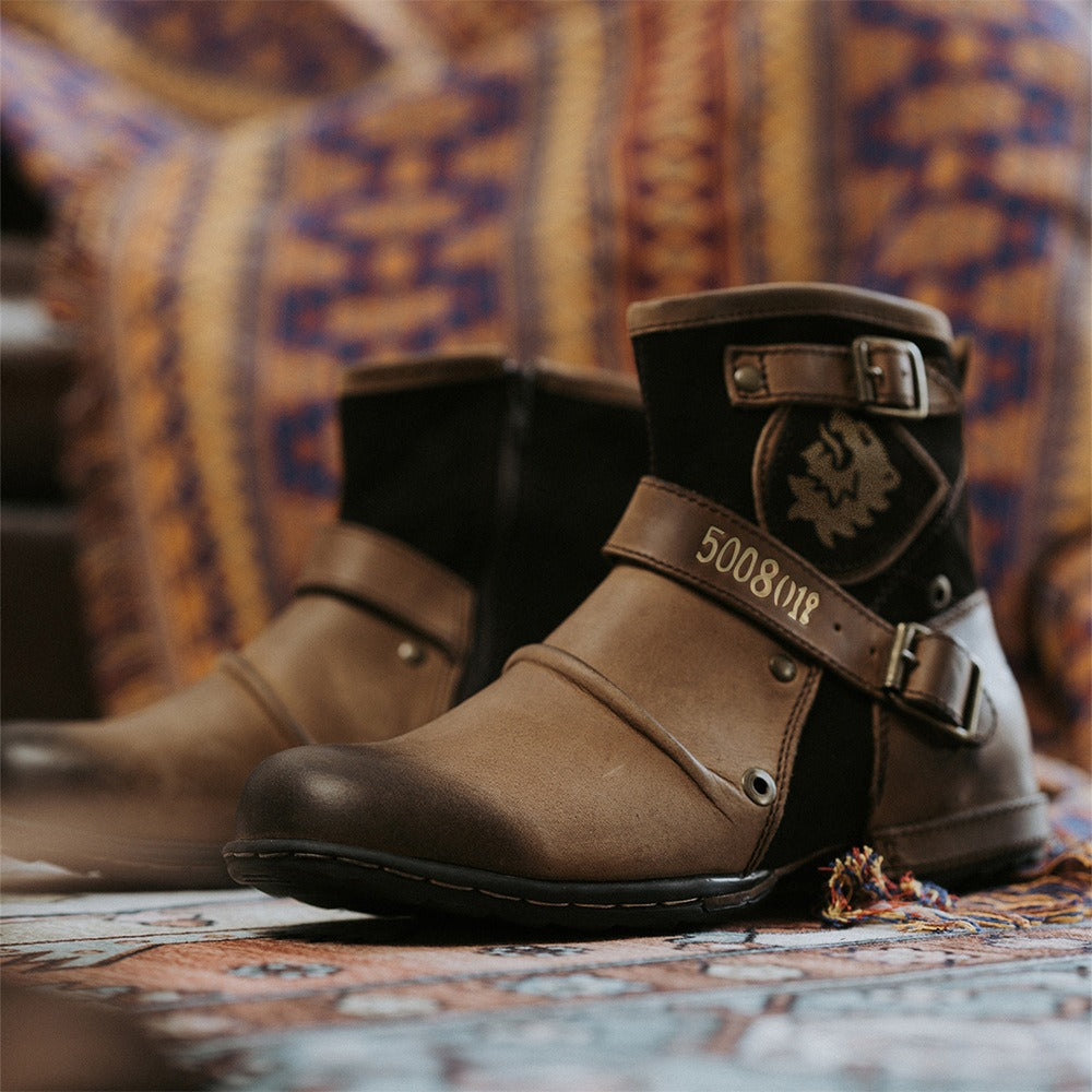 Men’s Western Denim Leather Martin Boots