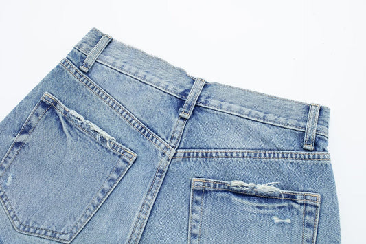 Women's Raw Edge Denim Casual Shorts