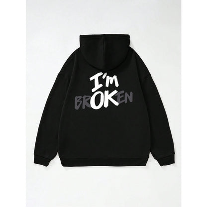 "I’m OK" Graphic Hoodie – European Size | Men’s Hip Hop Streetwear Pullover
