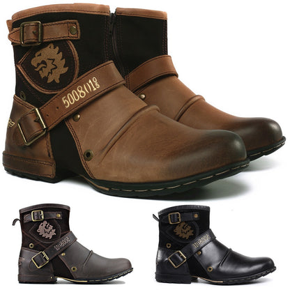 Men’s Western Denim Leather Martin Boots
