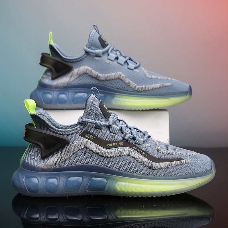 Neue Laufschuhe Jelly Bottom Rainbow Freizeitschuhe Flying Woven Mesh Atmungsaktive Sport Herrenschuhe